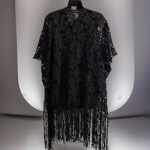 VOCAL LACE NWT Fringed Open cardigan Western CowgirlCore Crocheted WITCHY Unique